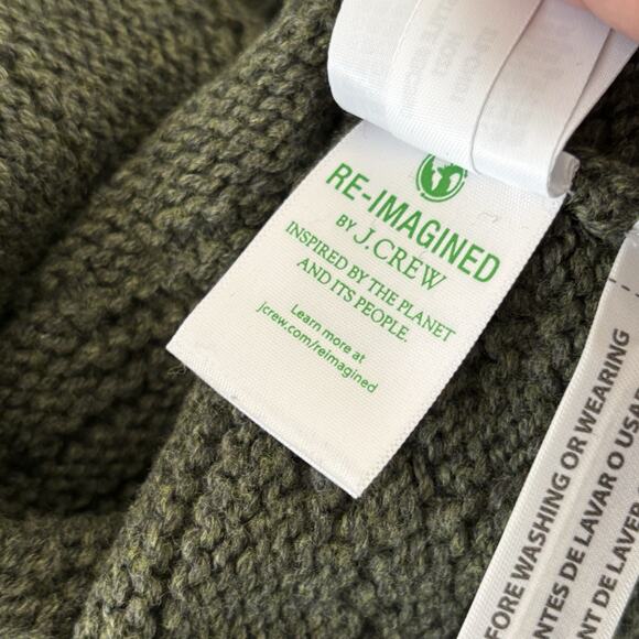 J.Crew Textured Stitch Dark Green Cotton Crew Neck Sweater Men's Medium NEW - Picture 6 of 7